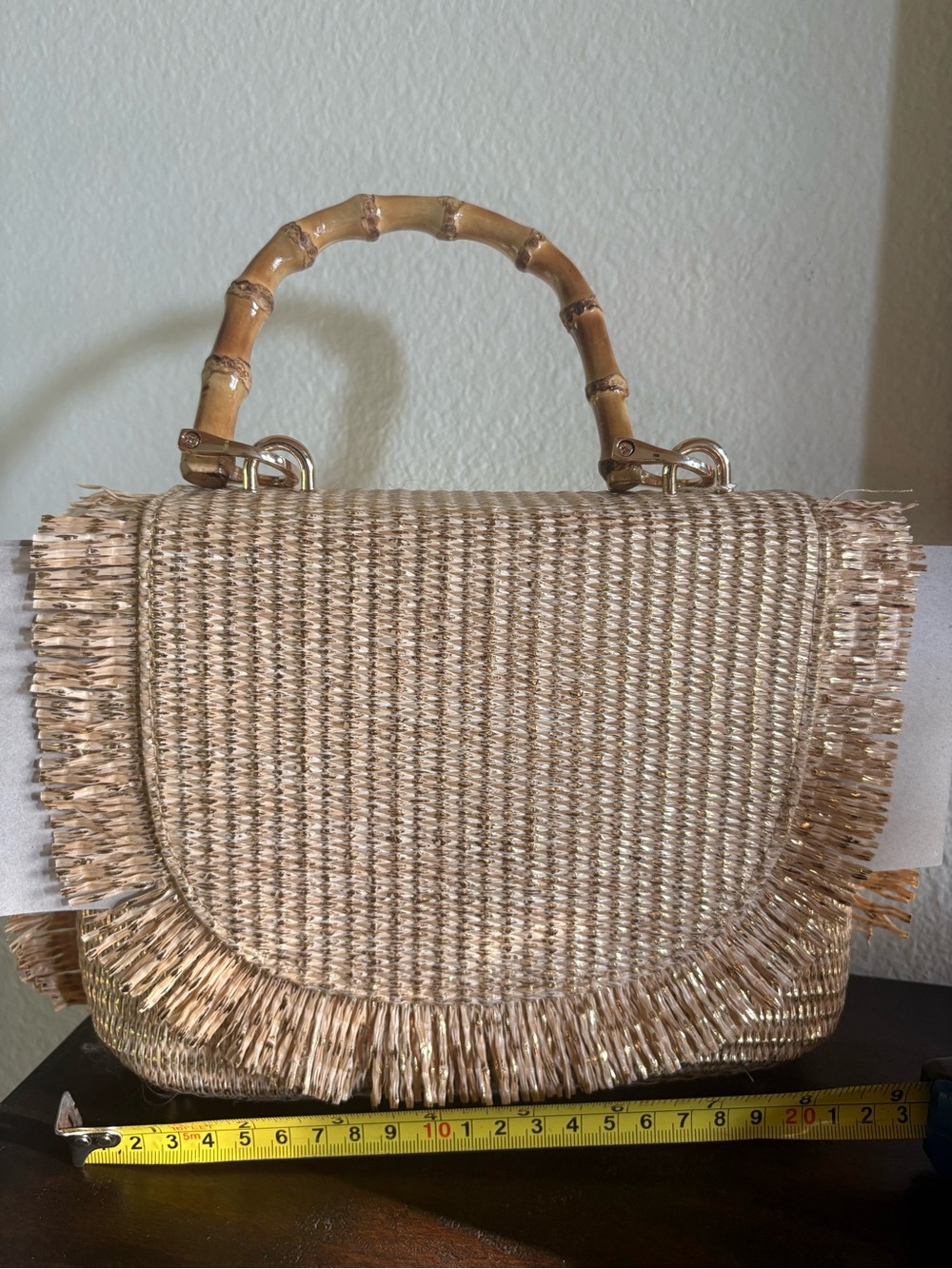 Tommy Bahama Straw Shoulder Bag with Bamboo Handle - Natural - Picture 5 of 9